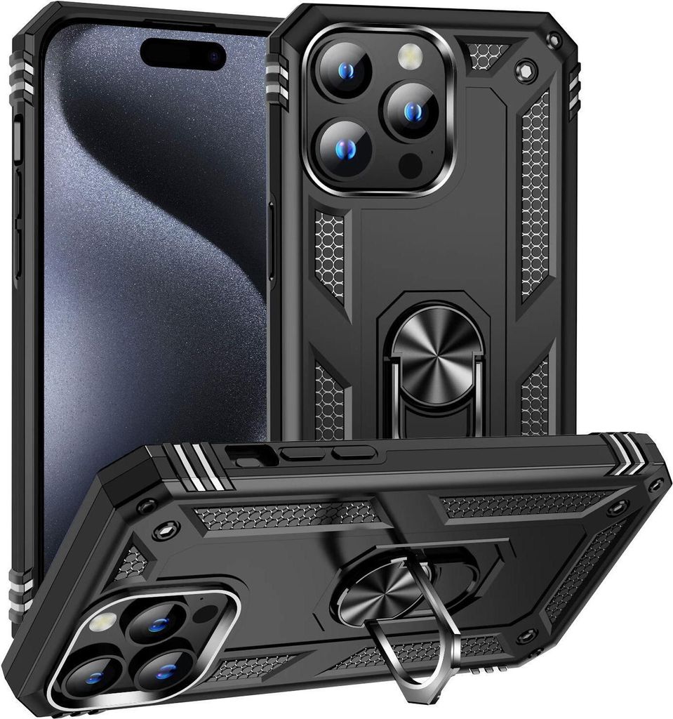 Outdoor Schutz Hülle für Apple iPhone 16 Pro Armor Case Cover Handyhülle Bumper Panzerhülle Schwarz
