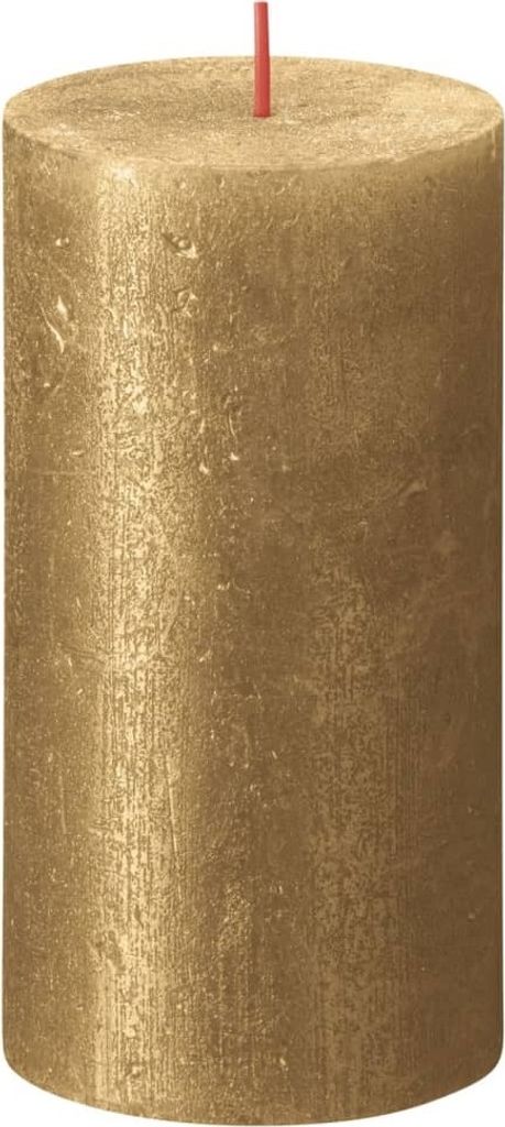 Bolsius Rustikale Stumpenkerzen Shimmer 4 Stk. 130x68 mm Golden