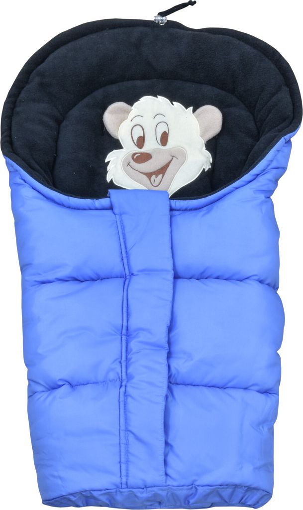 Schlafsack, Baby Schlafsack, Fußsack, Winter Fußsack, Größen verstellbar, Teddy Motiv, Einschlag Decke, Blau Schwarz
