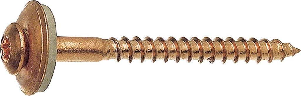 Spenglerschraube 4.5x 45 TX20 Edelstahl A2 verkupfert mit Dichtscheibe ø 15mm