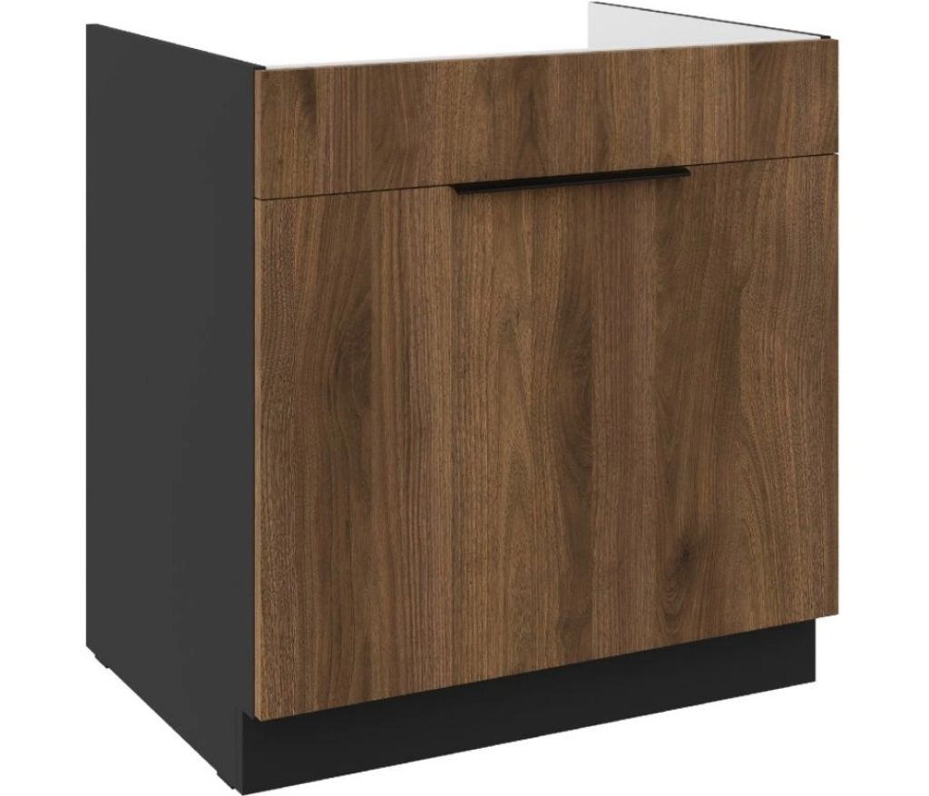 TOVA Spülenunterschrank - Breite 80 cm, Okapi-Nussbaum/Schwarz