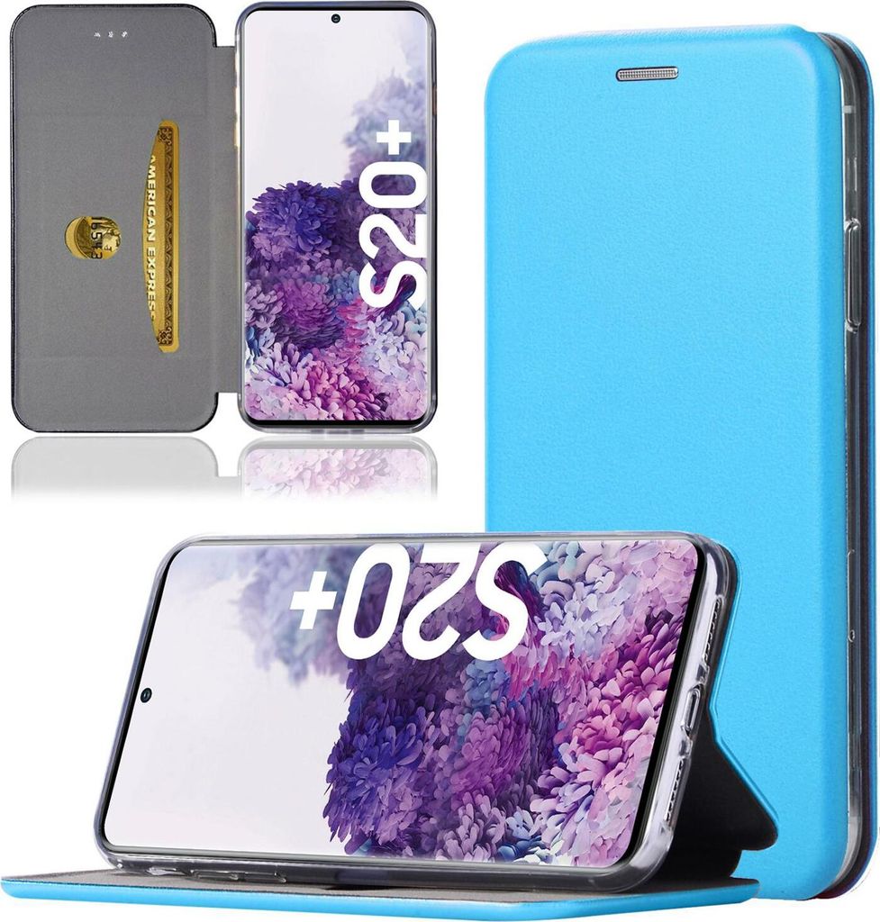 Handy Schutz Hülle für Samsung Galaxy S20 Plus Handytasche mit Magnetdeckel Kartenfach und Standfunktion Klapphülle Türkis