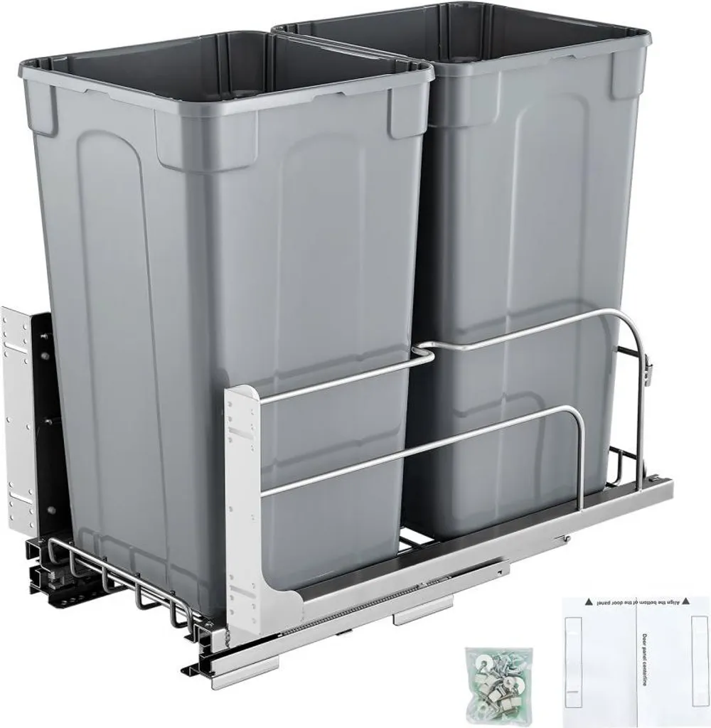 Poubelle de cuisine coulissante 2 bacs de 27L pour tri sélectif discret
