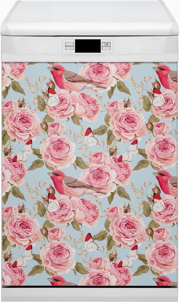 Küche Dekorative Magnete Magnet Folie für Geschirrspüler 45x80 cm - Rosen Englisch