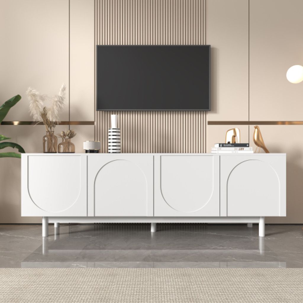 UnboxG TV-Schrank-Fernsehschrank Holz Fernsehtisch mit 2 Türen ,verstellbare Einlegeplatten, Lowboard für Fernseher TV-Regal für Wohnzimmer, Ess...