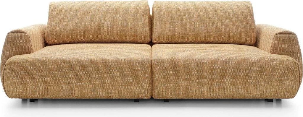 Big Sofa VERNIO Silencio 53 Honiggelb Gold Chenille Schlafsofa Bettkasten 260cm Taschenfederkern