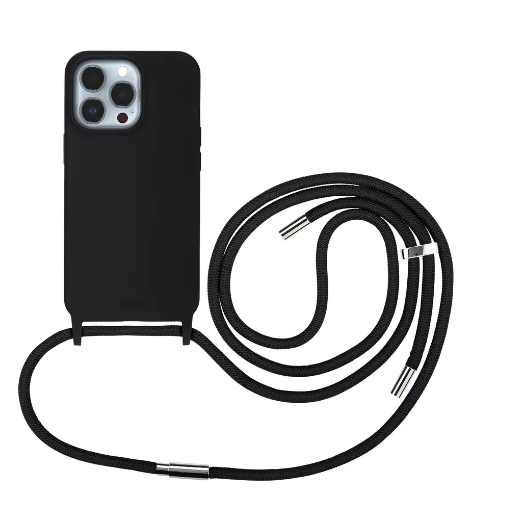 Coque iPhone 14 Pro Max avec collier ARTWIZZ HangOn en silicone noir