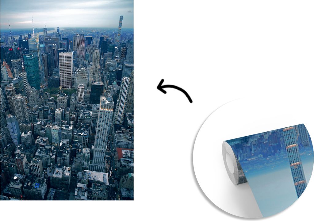 MuchoWow Fototapete für Wohnzimmer oder Schlafzimmer Wandtapete Vinyl Motivtapete Skyline - Architektur - New York - Amerika - 190x280 cm - Küche