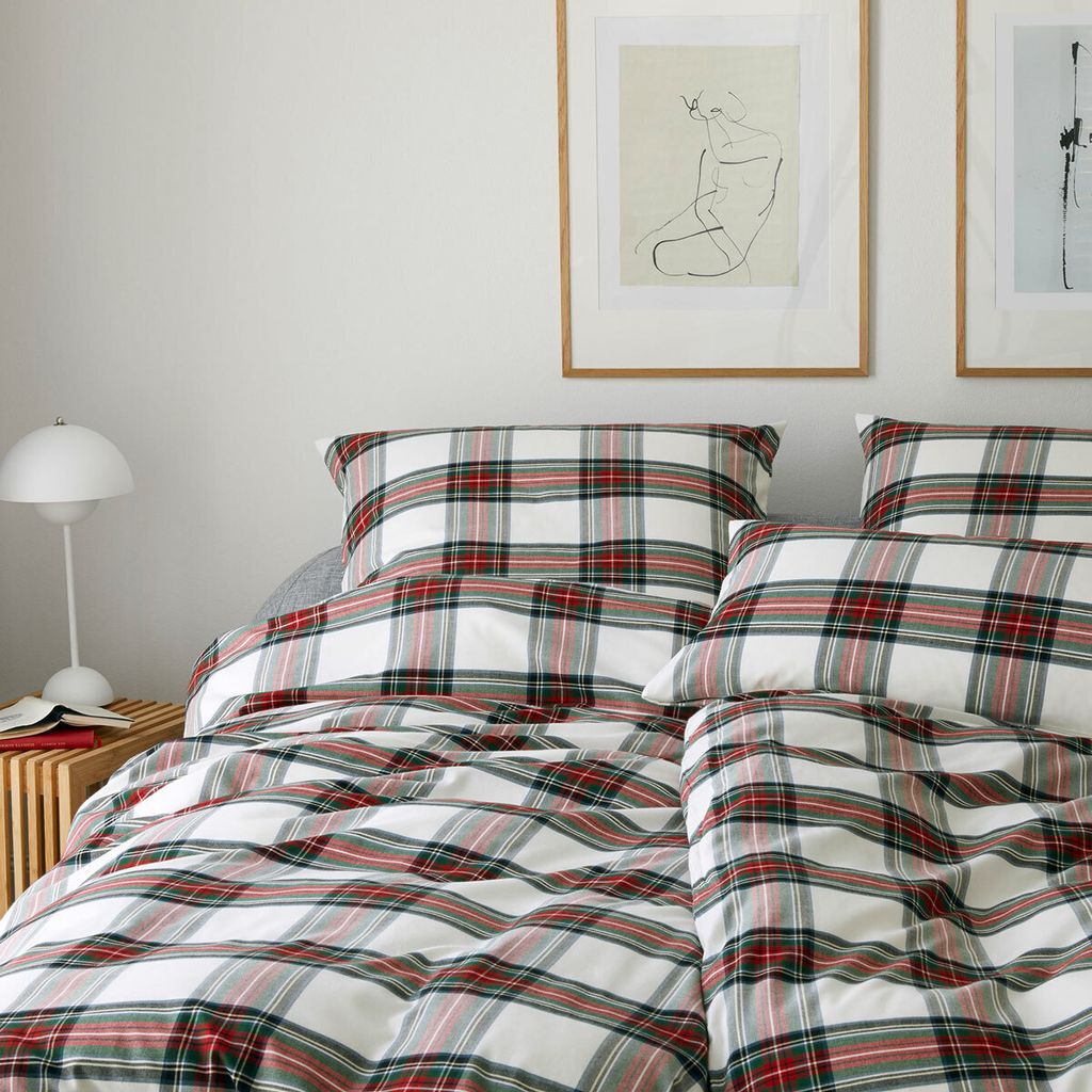 elegante Soft-Flanell-Bettwäsche-Garnitur Westminster Farbe Wine Größe 200x220+2x80x80