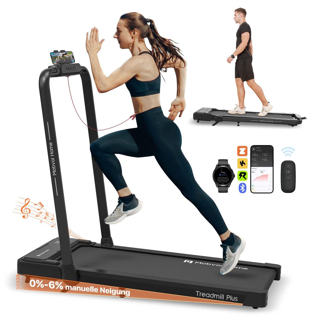 Mobvoi Home Laufband Plus Intelligente KI 3-in-1, klappbares Laufband, 2,5 PS, Lauf-und Gehgerät für unter den Schreibtisch, TicSports, 120kg, 12...