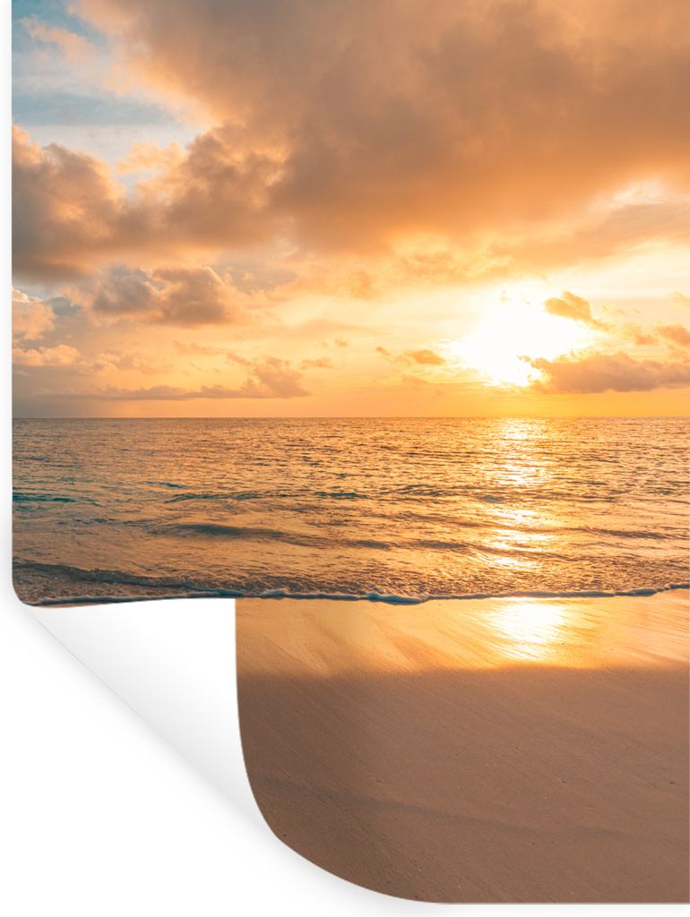 MuchoWow Wandtattoo Wandsticker Wandaufkleber Strand - Sommer - Sonnenuntergang - Wolken - Meer 120x160 cm Selbstklebend und Repositionierbar - W...