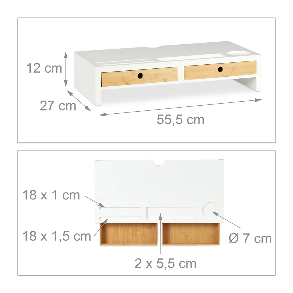 Support d'écran blanc pour bureau : ergonomie et rangement Relaxdays
