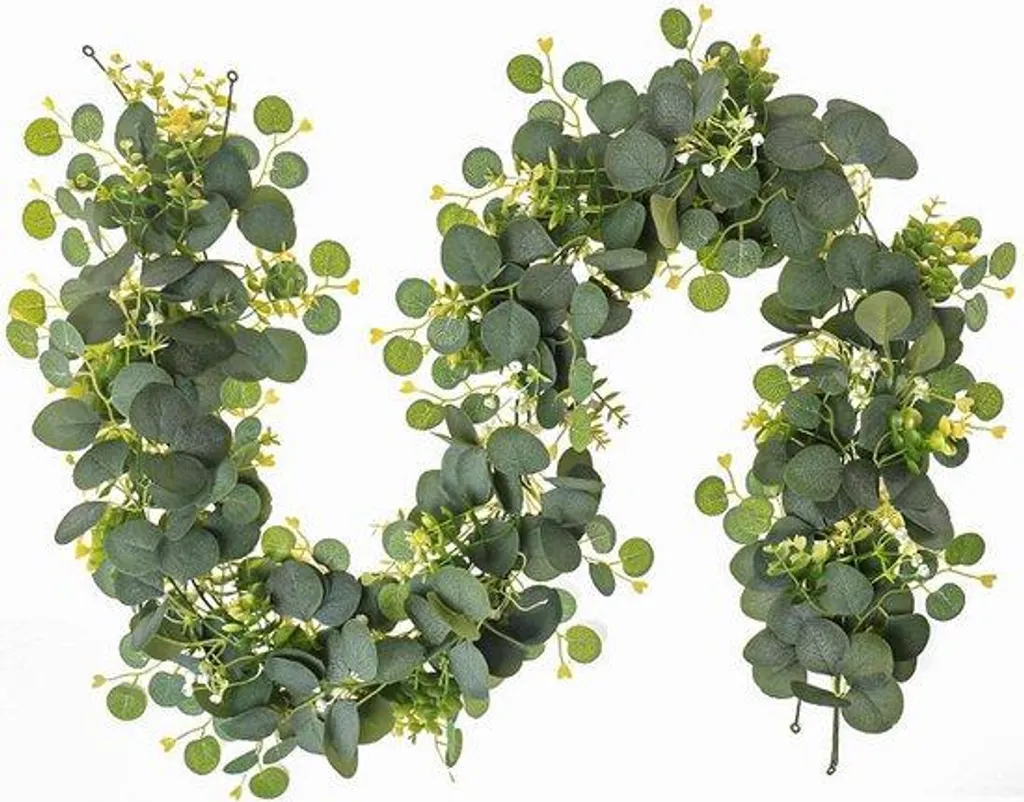 Guirlande d'eucalyptus aspect naturel 1m80, lierre artificiel déco bohème