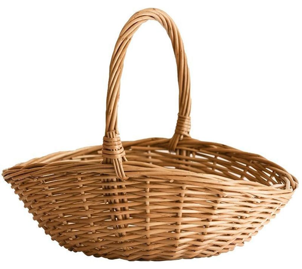 Handgeflochtener Aufbewahrungskorb aus Rattan mit Griff, Rattankorb zur Aufbewahrung von Kleinigkeiten, Behälter für Obst und Gemüse