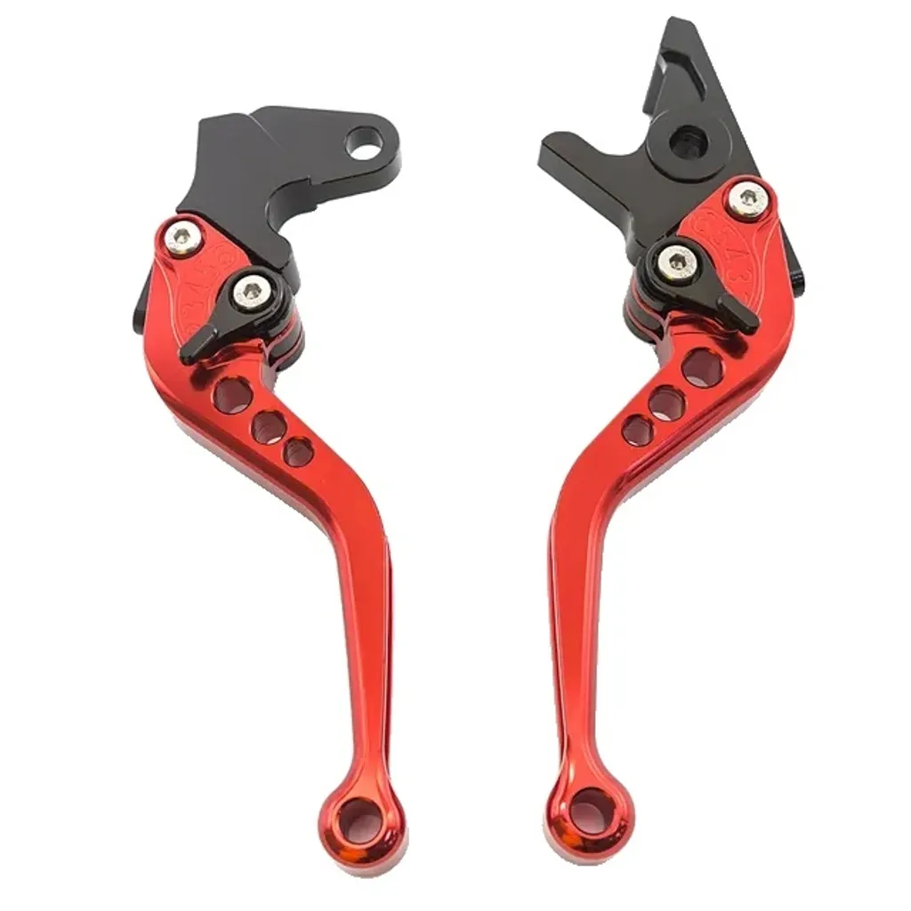Paire de leviers moto réglables en aluminium CNC rouge longueur 147mm