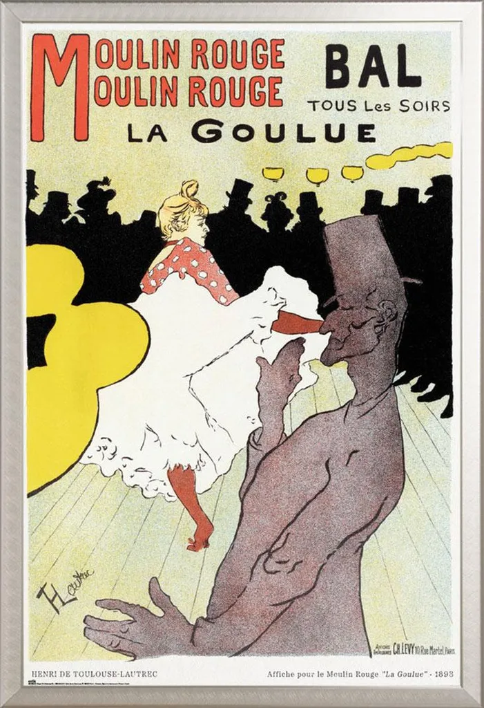 Poster Moulin Rouge avec Cadre Alu Argent Shinsuke et Vitre Incassable