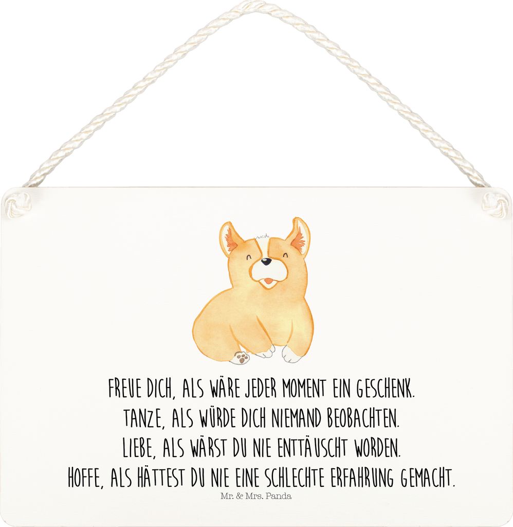 Mr. & Mrs. Panda Schild Corgie DIN A5 - Weiß - Geschenk, Sprüche, Wandbild Holz, Spruch, Lebensfroh, Optimistisch, kleine aufmerksamkeit, holzbil...