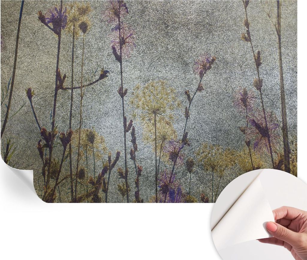 Selbstklebende Wandtapete - Dekorative Tapete für Wohnzimmer - Klebefolie für Wandbilder - Tapetenfolie für Wanddekoration - 152x104 cm - Wildbl...