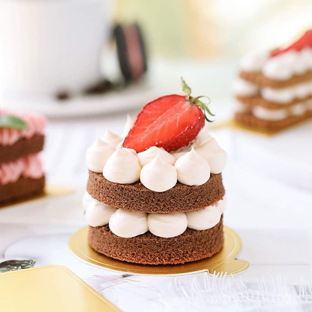 200 Stück Set runde goldene Mousse Kuchenplatten - Kuchen Dessert Präsentationsplatte - Hochzeits Geburtstagstorte Gebäckboden.