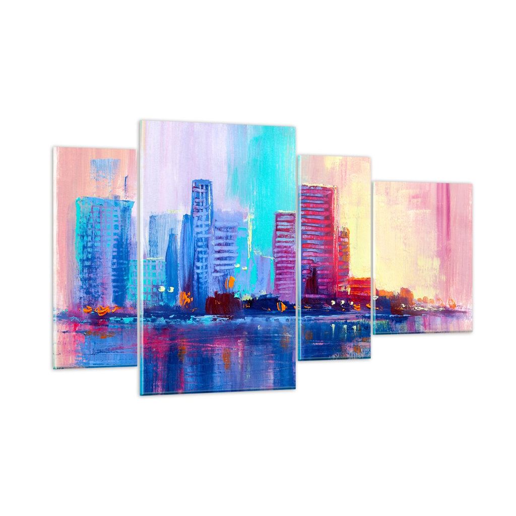 Bilder auf glas - Stadt Haus Straße - 120x70cm - Glasbilder - Wandbilder - Kunstdruck - zum Aufhängen bereit - Wanddekoration aus Glas - Glas Bil...