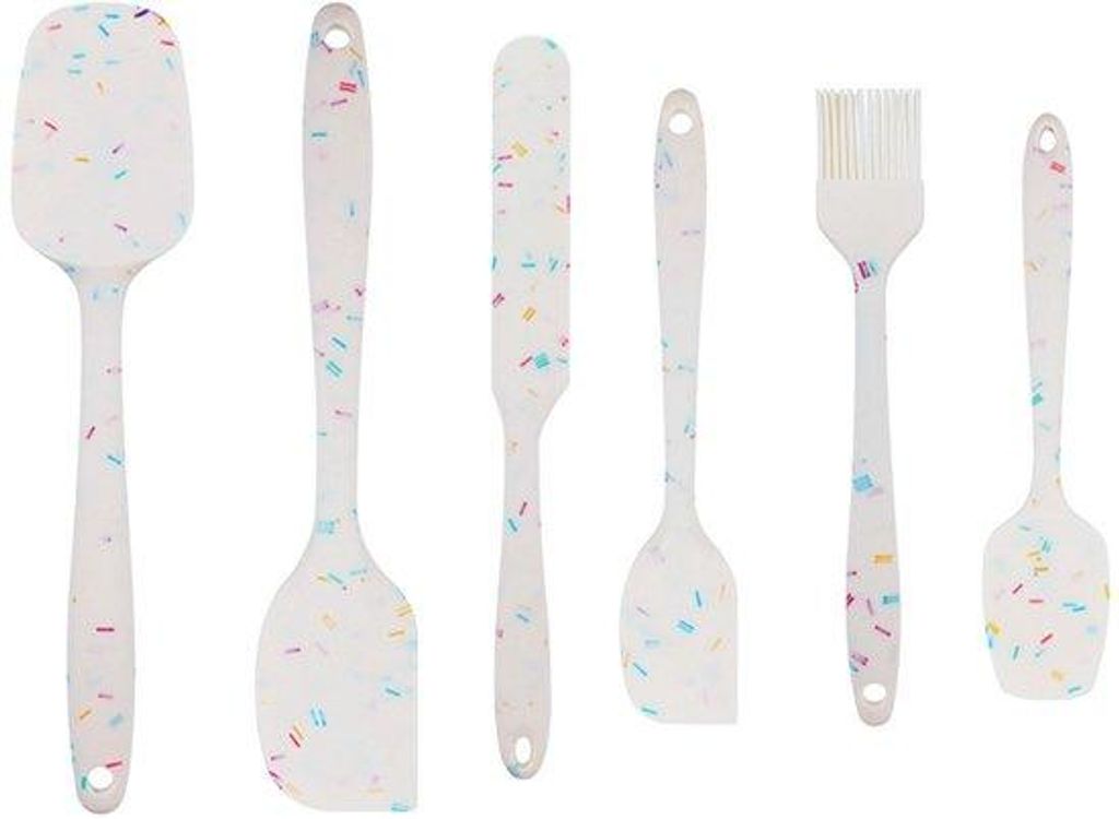 Silikon-Spatel-Set, hittebeständig, weiß, BPA-frei, 6-teilig, für Küche und Grill