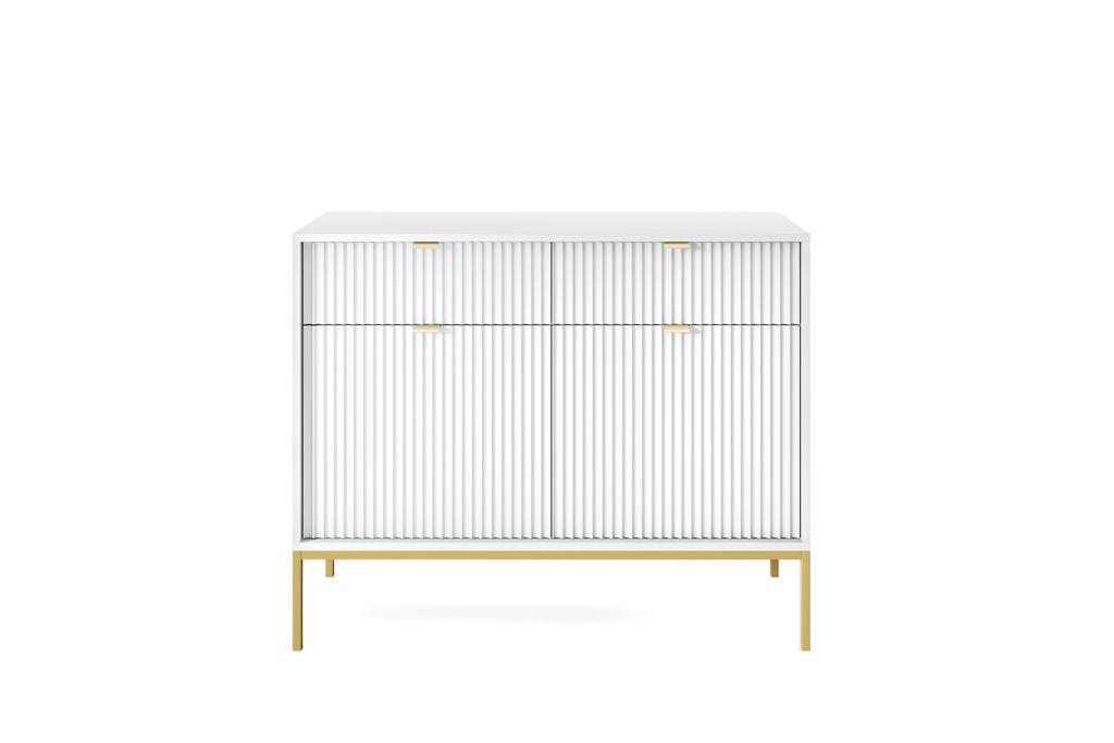 DomoHome | Designová komoda NOVA - barva: bílá, drážkované Obrázek produktu 