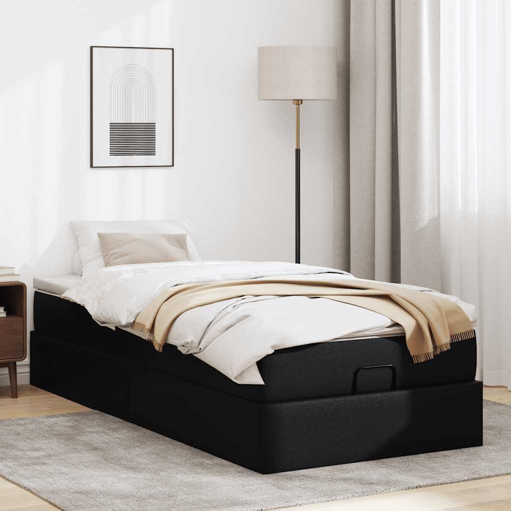 "Winter Sale" Ottoman-Bett mit Matratze Schwarz 90x200cm Kunstleder - clorisNeu955204 - Klassische BettenJugendbett Tagesbett