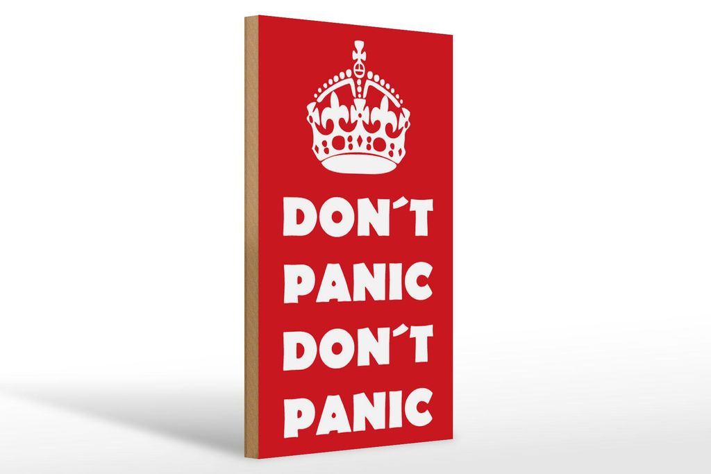 Holzschild Spruch 20x30cm Don't Panic don't panic