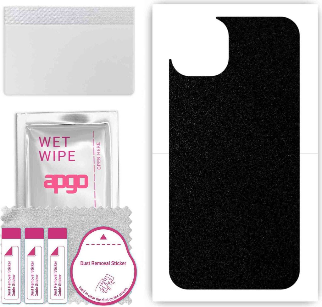 apgo Rückseite Schutzfolie, Skin, kompatibel mit Apple iPhone 15, Hinten Displayschutzfolie aus Vinylfolie, kratzfest, einfache Montage - Mattschwarz