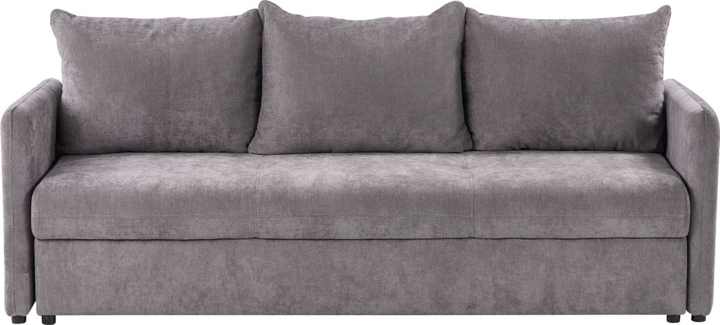 BELIANI Schlafsofa Taupe Chenille Stoff 3-Sitzer Polstersofa Stoffsofa mit Schlaffunktion Modern Gepolstert für Wohnzimmer Gästezimmer