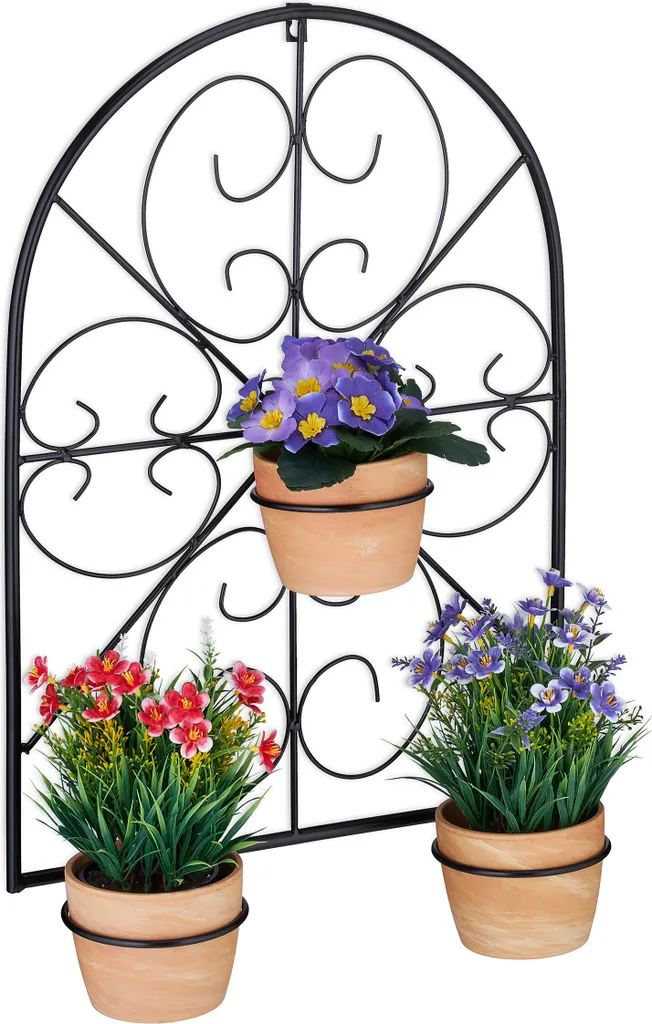Porte-pot de fleurs relaxdays noir, robuste, idéal pour intérieur et balcon