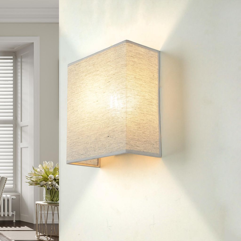 ALICE Wandlampe Stoff Lampenschirm Grau blendarm E27 Up Down Leuchte Loft Design Schlafzimmer Wohnzimmer
