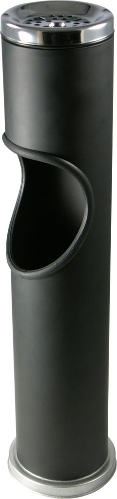 Novaliv Standaschenbecher für draußen Schwarz 46,5cm hoch 9,5cm Ø 2in1 für Müll- und Zigarettenabfälle outdoor Aschenbecher für draussen ste...