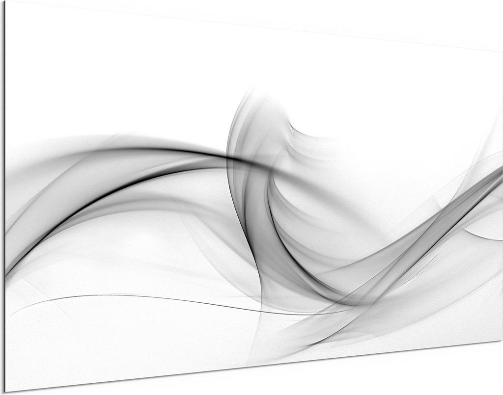 DEQORI Alu-Dibond Bild Weiß 100x50 cm 'Rauchige Nebelschwaden' Wandbild Metall dünn
