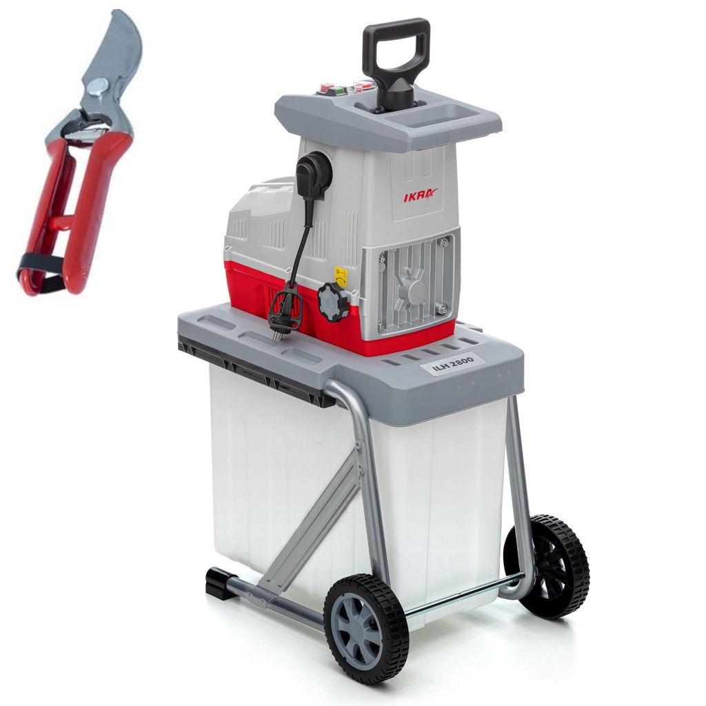 IKRA Elektro Walzenhäcksler Gartenhäcksler ILH 2800| 2800 W | Äste bis 44 mm | autom. Asteinzug | Rücklauf | inkl. 60l Fangbox, Stopfer & Schut...