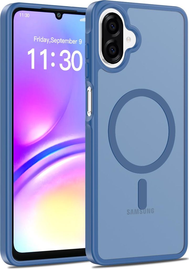 Magnetisch Hülle für Samsung Galaxy A07 4G, Kompatibel mit MagSafe, Transluzente Matt Rückseite Stoßfeste Handyhülle Dunkelblau