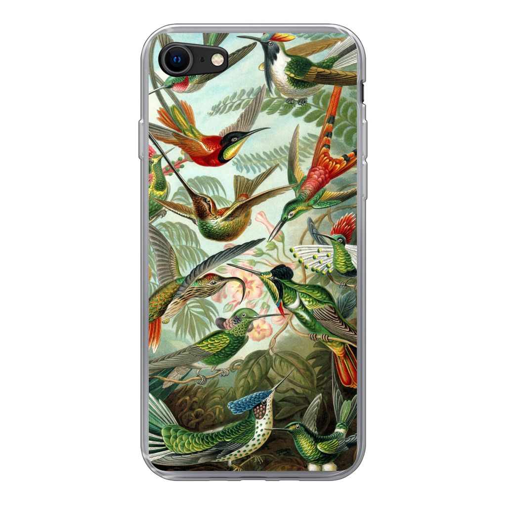 MuchoWow Handyhülle Schutzhülle Hülle für iPhone 7 Trochilidae - Alte Meister - Kunst Silikon Softcase Handy Hülle - Kartenhalter