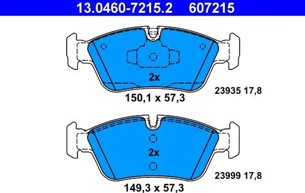 Jeu de plaquettes de frein ATE 13.0460-7215.2 pour BMW Série 1 et 3