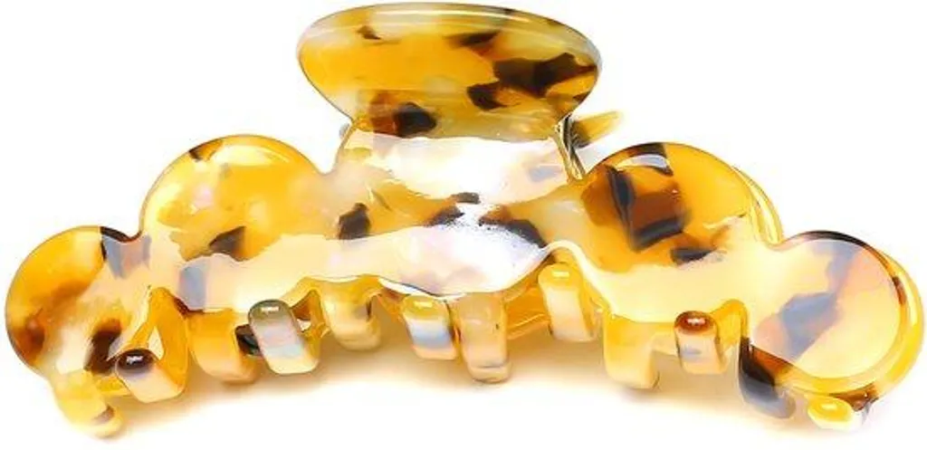 Barrette cheveux jaune 9,6 cm finition mate pour femme mi-longue