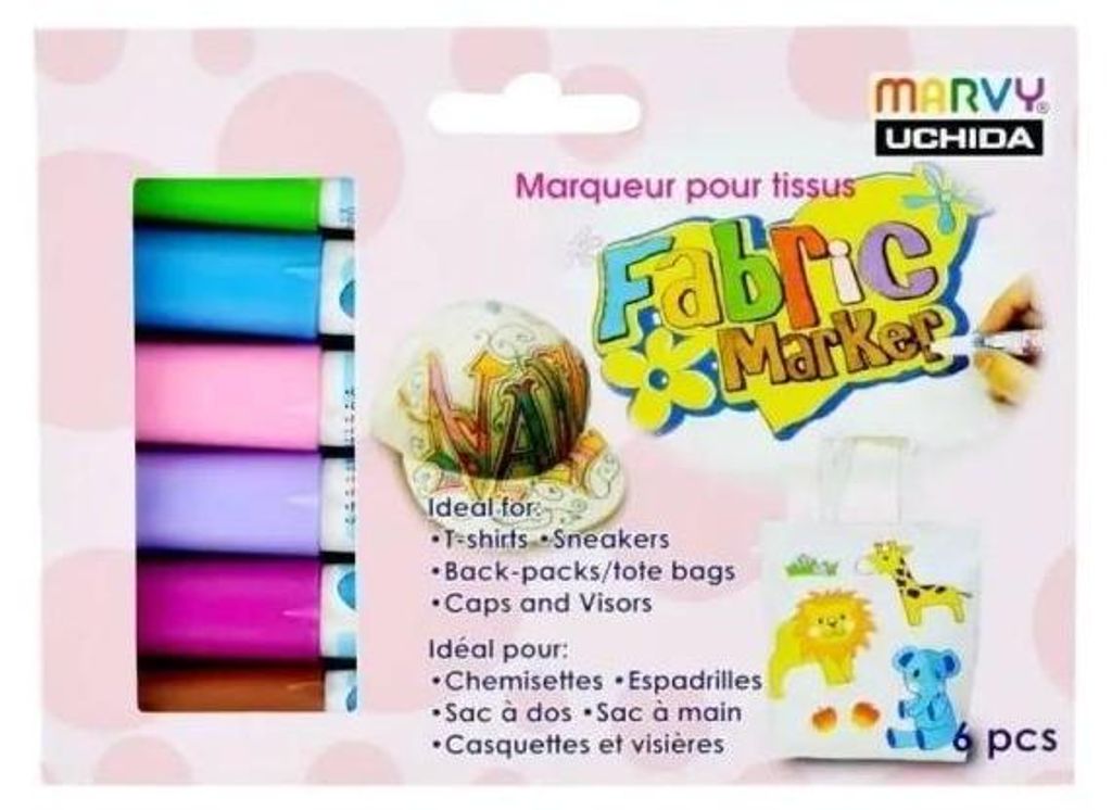 Filzstifte zum Verzieren heller Stoffe, 6 Farben – Marvy