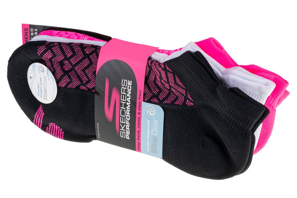 Skechers 3pk Womens 1/2 Terry Low Cut Socks S115103-BKPK, Damen, Sportsokken, Mehrfarbig, Größe: 36-40 EU