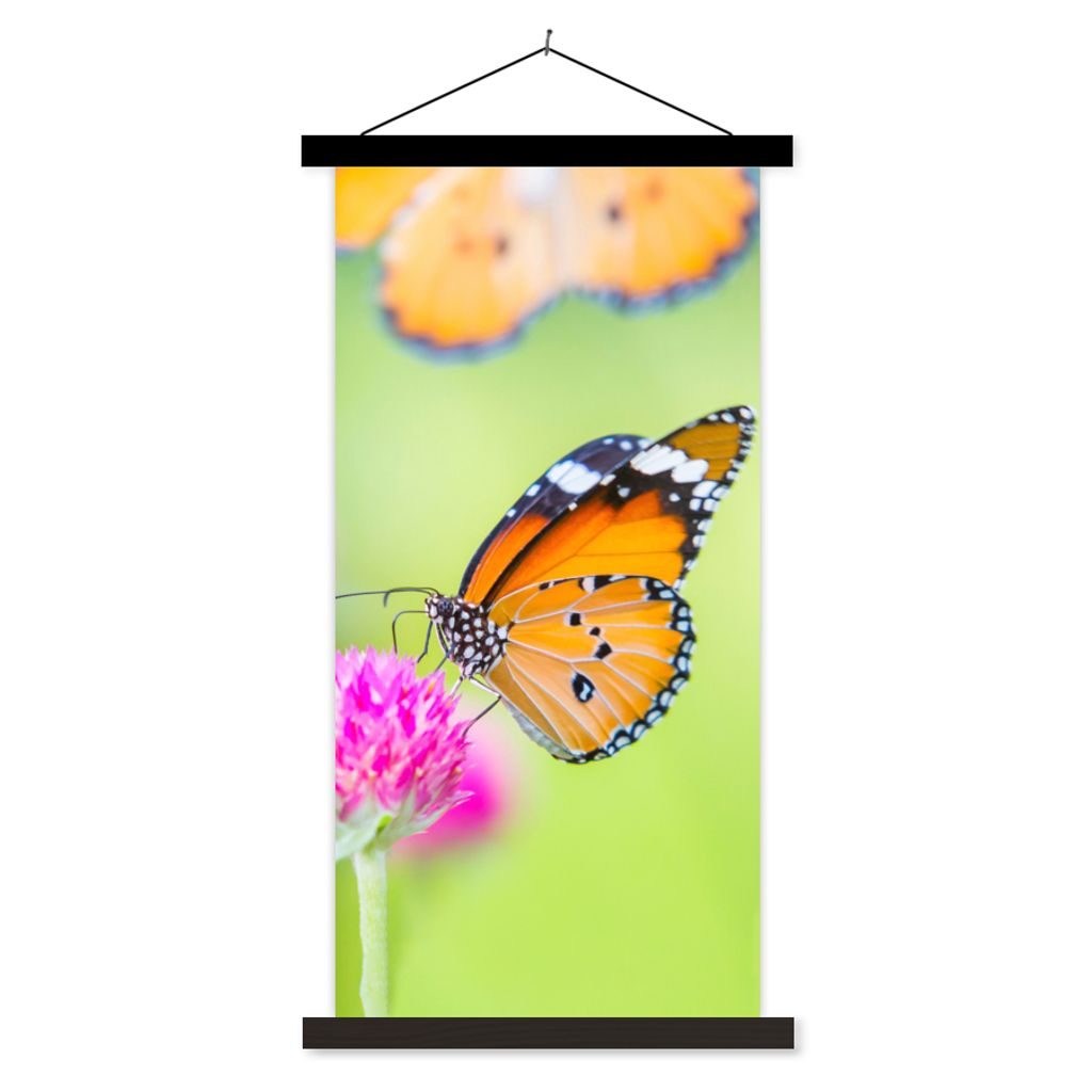 MuchoWow Textilposter Insekten - Schmetterlinge - Blumen 60x120 cm mit schwarzem Rahmen - Magnete