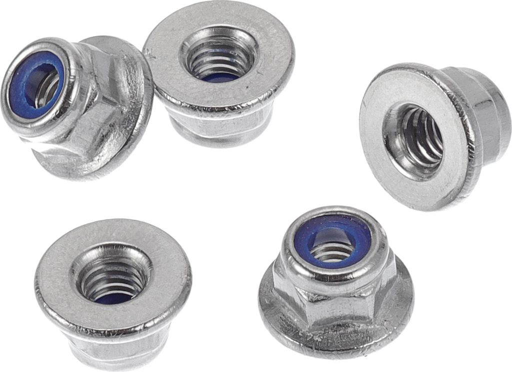 5 Stück M4*0.7 Auto Flanschmuttern 304 Edelstahl Nylon Gummiring Flache Sechskant Flanschmuttern Rutschfeste Flanschmuttern Mit Gummiring Für Aut...