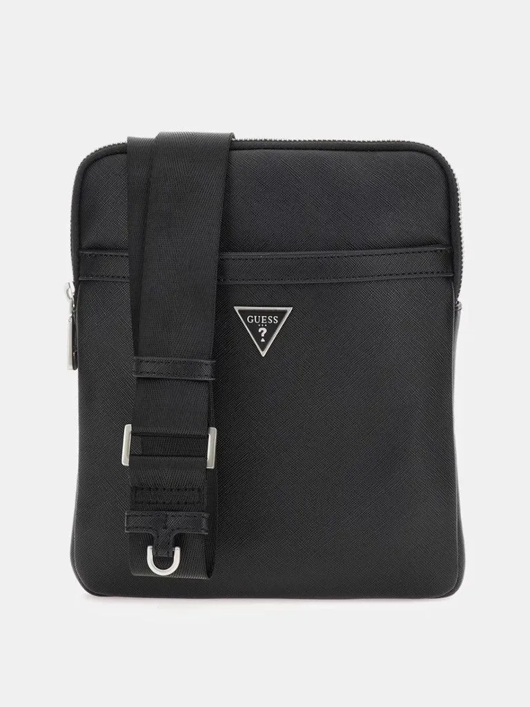 Sacoche Guess Certosa Sffn Noir - Mini Sac Design en Saffiano Compact