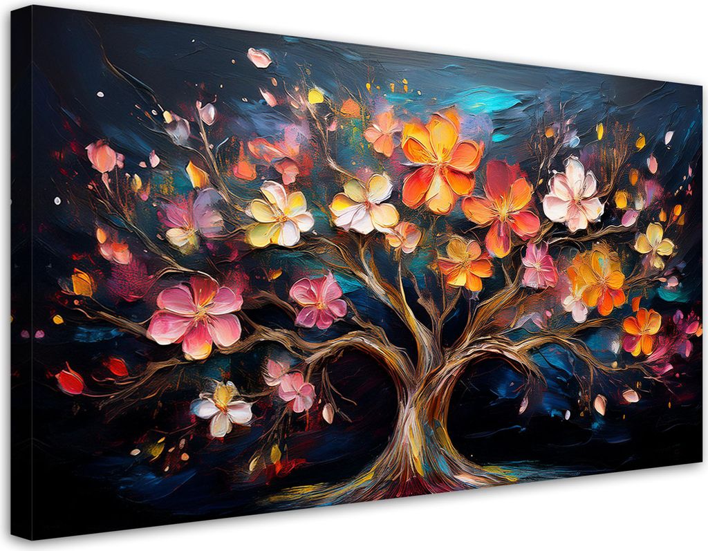 Leinwandbild Bunter Baum des Lebens Abstraktion 80x40 Feeby Bunt bild für die wand bereit zum aufhängen
