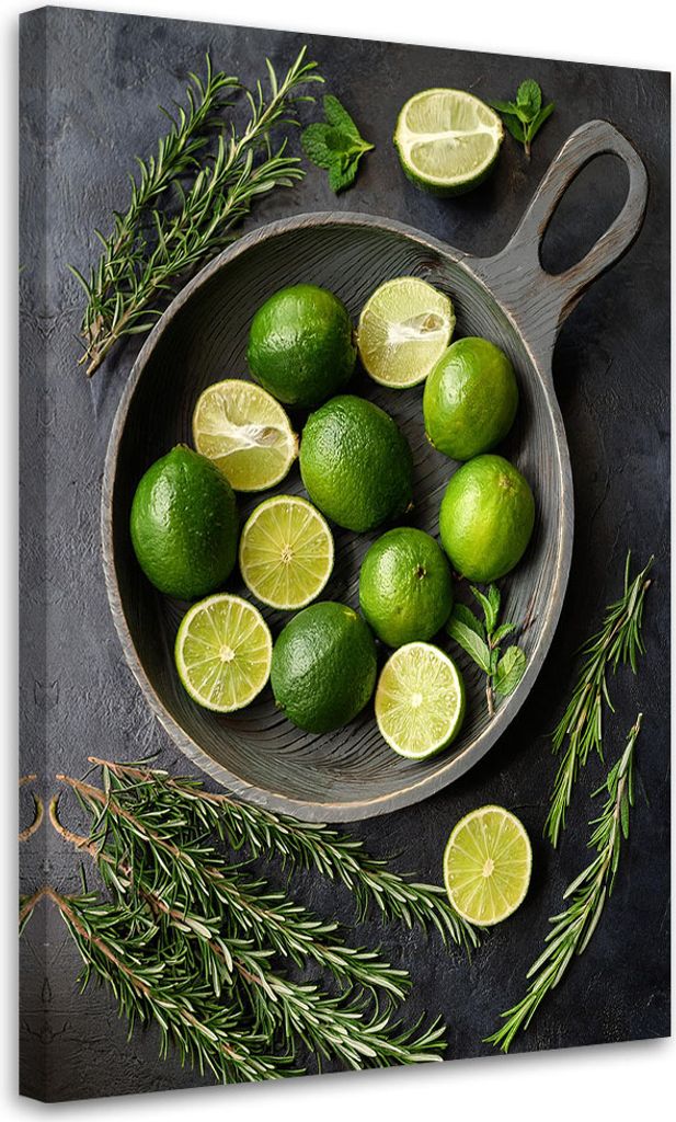 Leinwandbild Limette Obst Küche Bar 40x60 Feeby Grün bild für die wand bereit zum aufhängen