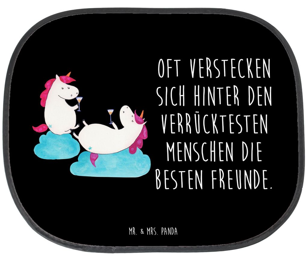 Mr. & Mrs. Panda Sonnenschutz Auto Fenster Einhorn Sekt - Schwarz - Geschenk, saugnapf, Hitzeschutz, autofenster, Sonnenblende, Korken, Beste, Anst...