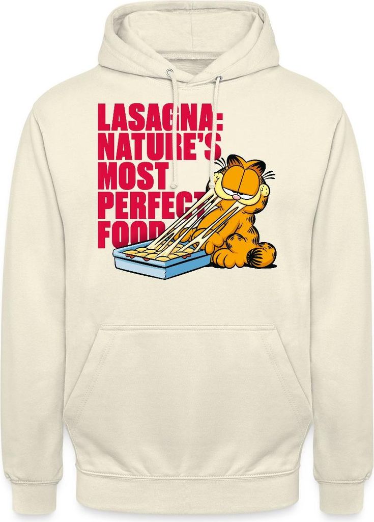 Spreadshirt Garfield Lasagne Das Perfekte Essen Uni Hoodie, L, Vanille-Milchshake