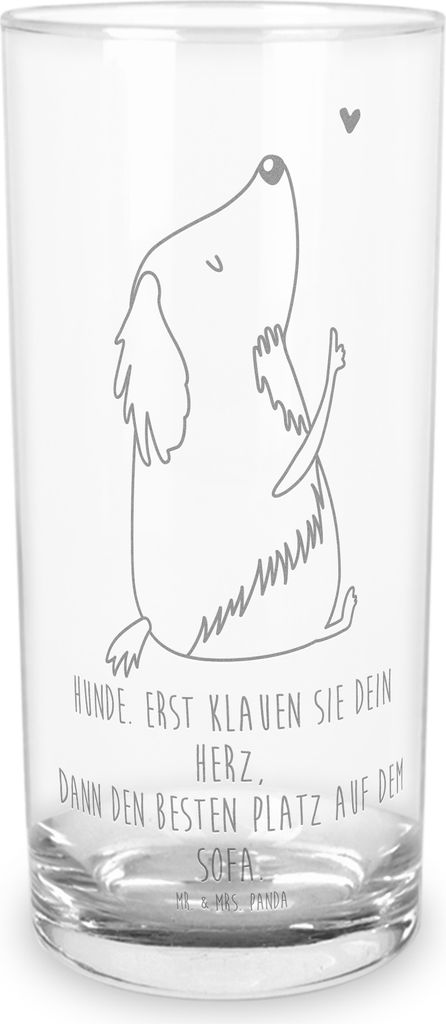 Mr. & Mrs. Panda Glas Hund Liebe 200 ml - Transparent - Geschenk, Wasserglas, Hunde, Cocktailglas, Sprüche, Wasserbecher, Tumbler, Trinkglas, Herz