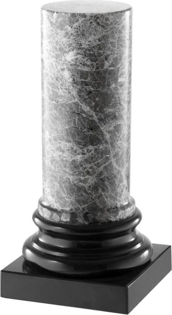 Casa Padrino Luxus Marmorsäule Grau / Schwarz 10 x 10 x H. 20,5 cm - Wohnzimmer Deko Accessoires
